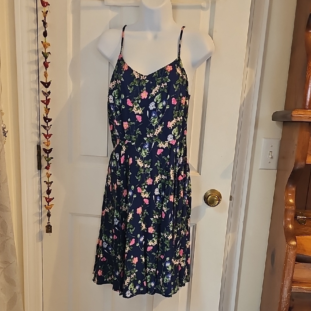 Old Navy Blue Floral Smocked Dress
